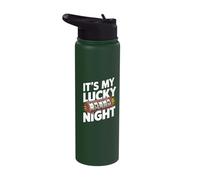 It's My Lucky Night Slot Machine Casino Fun Stainless Steel Insulated Water Bottle