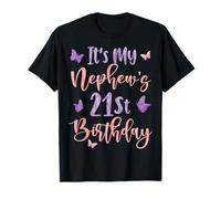 It's My Nephew's 21st Birthday Butterfly Happy 21 Years Old T-Shirt