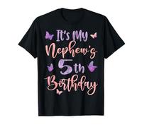 It's My Nephew's 5th Birthday Butterfly Happy 5 Years Old T-Shirt
