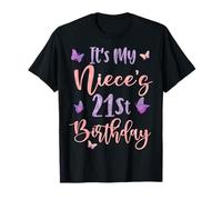 It's My Niece's 21st Birthday Butterfly Happy 21 Years Old T-Shirt