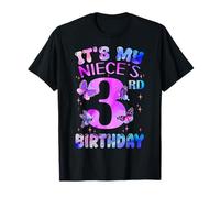 It's My Niece's 3rd Birthday Butterfly Happy 3 Years Old T-Shirt