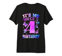 It's My Niece's 4th Birthday Butterfly Happy 4 Years Old Premium T-Shirt