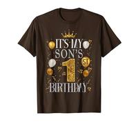 It's My Son's 1st Birthday Happy Birthday 1 Years Old T-Shirt, Men, Brown, Small
