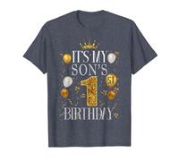 It's My Son's 1st Birthday Happy Birthday 1 Years Old T-Shirt, Men, Heather Blue, Medium