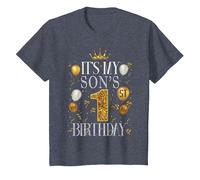 It's My Son's 1st Birthday Happy Birthday 1 Years Old T-Shirt, Youth, Heather Blue, Medium