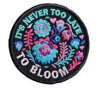 Its Never Too Late to Bloom Patch LGBTQIA Queer Lesbian Trans Gay Pride Month Embroidered Patches Iron On Embroidery Patch for Caps, Backpacks, Jackets, Uniform DIY PVC Patches Gifts 3 Inches