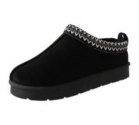 ITS NICE Girls Faux Suede Fur Lined Comfort Cosy Winter Warm Embroidered Aztec Slip On Mule Slipper Shoes Black EU 28