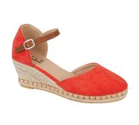 ITS NICE Ladies Wedge Heel Sandals Womens Buckle Ankle Strap Espadrille Hessian Summer Fashion Sandals Shoe Size (Coral, UK Footwear Size System, Adult, Women, Numeric, Medium, 7)