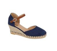ITS NICE Ladies Wedge Heel Sandals Womens Buckle Ankle Strap Espadrille Hessian Summer Fashion Sandals Shoe Size Navy UK 4