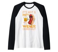 It's Not A Party Until The Weiner Comes Out Hotdog BBQ Raglan Baseball Tee