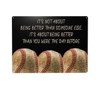 It's Not About Being Better Than Someone Else Baseball Player Aluminium Tin Metal Sign Wall Decor Fun for Home Kitchen Bar Room Garage Vintage Poster Plaque 8x12 Inch