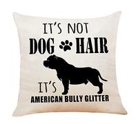 It's Not Dog Hair It's American Bully Glitter Throw Pillow Case, 18 x 18 Inch, Funny Dog Lover Gifts, American Bully Dog Lover Gifts, Funny Dog Decor, Linen Cushion Cover for Sofa Couch Bed Decor