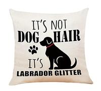 It's Not Dog Hair It's Labrador Bully Glitter Throw Pillow Case, 18 x 18 Inch, Funny Dog Lover Gifts, Labrador Bully Dog Lover Gifts, Funny Dog Decor, Linen Cushion Cover for Sofa Couch Bed Decorr