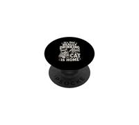 It's Not Drinking Alone if The Cat is Home Funny Cat Wine PopSockets Adhesive PopGrip