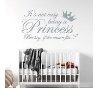 It's not Easy Being a Princess, but Hey, if The Crown fits... - Girls Room Wall Art Sticker [XLarge] [Silver]
