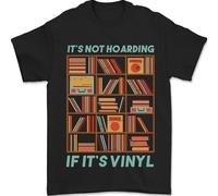 Its Not Hoarding Funny Vinyl Records Turntable Mens T-Shirt 100% Cotton Black 3XL