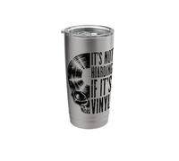 It's Not Hoarding If It's Vinyl Funny Records Lover LP Skull Stainless Steel Insulated Tumbler