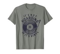It's Not Hoarding If It's Vinyl Record Lover Collector T-Shirt, Men, Olive Heather, X-Large