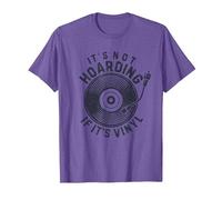 It's Not Hoarding If It's Vinyl Record Lover Collector T-Shirt, Men, Purple Heather, Medium
