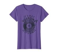 It's Not Hoarding If It's Vinyl Record Lover Collector T-Shirt, Women, Purple Heather, Medium