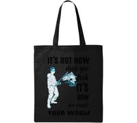 It's Not How Deep You Fish It's How You Wiggle Your Worm Funny Natural Ecological Cotton Tote Bag Black