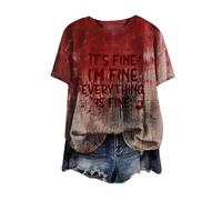 It's Not My Blood Splatter Bloody Blood Stained T-Shirt Halloween T Shirt Women, Halloween Costumes Bloody, Halloween Shirt Blood, Bloody Hand Print Shirts, Blood-Splatter Tshirt (c-Khaki, XL)