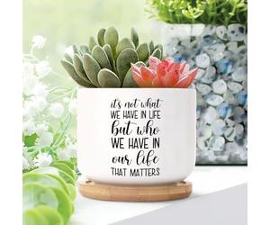 Its Not What We Have in Life but Who We Have in Our Life That Matters Ceramic Planters Bible Verse Flower Pots for Indoor Plants With Drainage Holes And Saucers Pot For Pots Outdoor Indoor Plants
