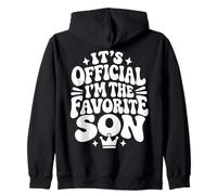 It's Official I'm the Favorite Son Funny Kid Son Daughter Zip Hoodie