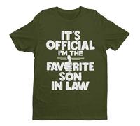 It's Official I'm The Favorite Son in Law - Funny Graphic Men's T-Shirt - Casual Printed Tee - Great Gift for Dad, Husband or Brother - Green - S