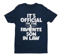 It's Official I'm The Favorite Son in Law - Funny Graphic Men's T-Shirt - Casual Printed Tee - Great Gift for Dad, Husband or Brother - Blue - M