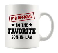 It's Official I'm The Favorite Son-In-Law Funny Son In Law Gifts From Mother Father-In-Law Family Novelty Drinkware Ceramic Mug 11 oz White