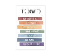 It's Ok, It's Ok to Not Feel Well Poster Be Yourself Mental Health Motivation for Kids Canvas Poster Wall Art Decor Print Picture Paintings for Living Room Bedroom Decoration 16x24inch(40x60cm)