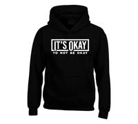 IT'S OK NOT TO BE OK MENS HOODIE MENTAL HEALTH AWARENESS SLOGAN PRINTED KIDS ADULT(L, Black)