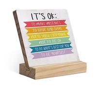 It's OK Not to Be OK Mental Health Wood Plaque with Wooden Stand,Inspirational Quotes Wooden Plaque Sign Desk Decor for Home Classroom School Therapy Office Table Shelf Decoration