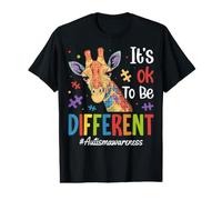 Its Ok to Be Different Autism Awareness Giraffe Women Kids Value Graphic T-Shirt