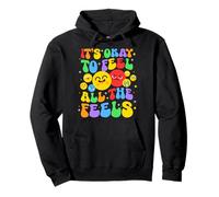 It's Ok To Feel All The Feels Mental Health Awareness Groovy Pullover Hoodie