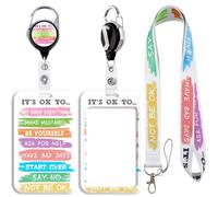 It's OK to...' Lanyard ID Badge Card Holder with Retractable Badge Reel Carabiner Clip Neck Strap Key Lanyard Plastic Case Name Pass Sliding Badge Holder