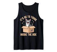 It's OK to Think Inside The Box Funny Cat Design Tank Top