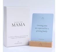 It's Okay Mama Mom Affirmation Card Set for Postpartum Mom Gift for New Mama, 60 Cards with Wood Stand in Giftable Box, Blue, Green, Yellow