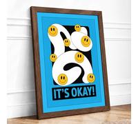 It's Okay Minimalist Framed Wall Art Print A4 Walnut