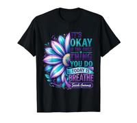 It's Okay to Breathe Suicide Awareness Flower Value Graphic T-Shirt, Men, Black, S