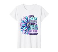 It's Okay to Breathe Suicide Awareness Flower Value Graphic T-Shirt, Women, White, S