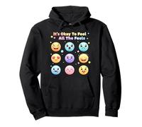 It's Okay To Feel All The Feels Emotional Faces Cartoon Girl Pullover Hoodie