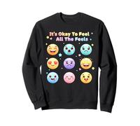 It's Okay To Feel All The Feels Emotional Faces Cartoon Girl Sweatshirt