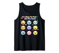 It's Okay to Feel All The Feels Emotional Faces Cartoon Girl Tank Top
