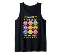 It's Okay To Feel All The Feels Emotional Faces Cartoon Kids Tank Top