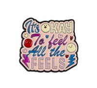 It's Okay To Feel All The Feels Pin Brooch, Anxiety Emotional Awareness Enamel Pin, Gift For Anxious Friend Coworker, Mental Health Awareness Brooches, Self Love Lapel Badge, Emotional Support