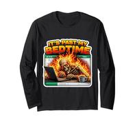 It's Past My Bedtime Funny Skeleton Flames Burnout Meme Fun Long Sleeve T-Shirt