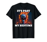 It's Past My Bedtime Skeleton Meme Flames T-Shirt, Men, Black, Large