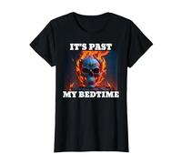 It's Past My Bedtime Skeleton Meme Flames T-Shirt, Women, Black, 3X-Large